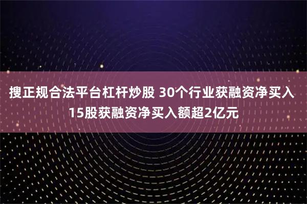 搜正规合法平台杠杆炒股 30个行业获融资净买入 15股获融资净买入额超2亿元
